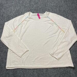 Zaket & Plover Sweater Womens Medium White  Raglan Long Sleeve Silk Cotton Blen